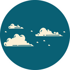 Fototapeta na wymiar icon of a tattoo style floating clouds