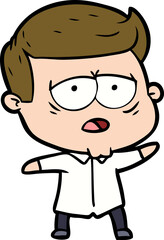 cartoon tired man
