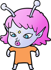 pretty cartoon alien girl