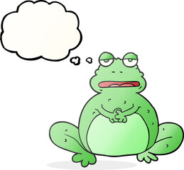 freehand drawn thought bubble cartoon frog