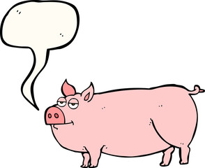 freehand drawn speech bubble cartoon huge pig