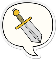 cartoon dagger with speech bubble sticker