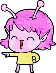 cartoon alien girl laughing