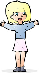 cartoon excited woman