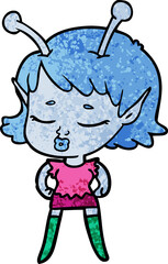 cute alien girl cartoon