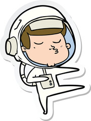 sticker of a cartoon confident astronaut