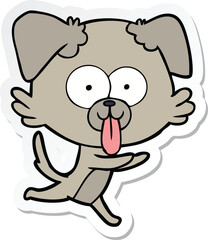 Obraz na płótnie Canvas sticker of a cartoon running dog with tongue sticking out