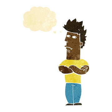 recommend clip art: cartoon man sulking with thought bubble