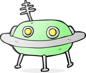 freehand drawn cartoon alien spaceship