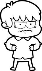 annoyed cartoon boy