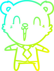 cold gradient line drawing of a happy cartoon polar bear
