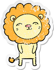 distressed sticker of a cartoon lion