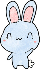 cute cartoon rabbit waving