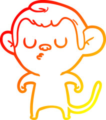 warm gradient line drawing of a cartoon monkey