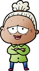 cartoon happy old lady