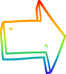 Fototapeta premium rainbow gradient line drawing of a cartoon pointing arrow
