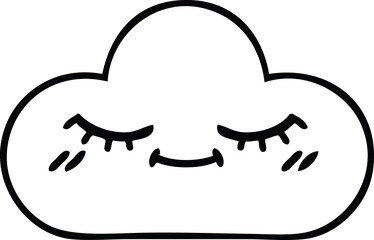 line drawing cartoon of a storm cloud