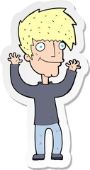 sticker of a cartoon man waving arms