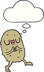 cartoon happy potato with thought bubble