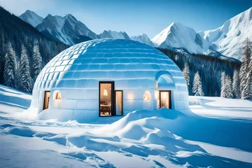 Fotobehang igloo on the snowy mountains © Fahad