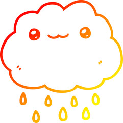 warm gradient line drawing of a cartoon cloud
