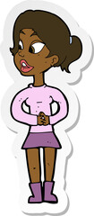 sticker of a cartoon girl talking