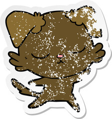 distressed sticker of a cute cartoon dog