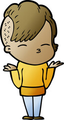cartoon girl shrugging shoulders