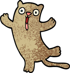 grunge textured illustration cartoon happy cat