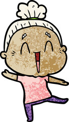 cartoon happy old lady