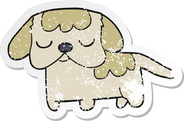 distressed sticker of a cute cartoon puppy