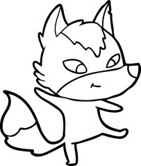 friendly cartoon wolf dancing