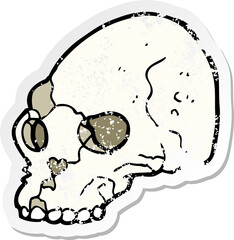 retro distressed sticker of a cartoon spooky skull