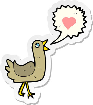 sticker of a cartoon singing bird