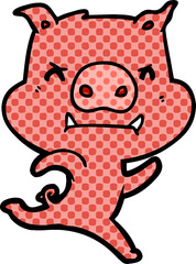 angry cartoon pig charging