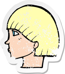 retro distressed sticker of a cartoon side profile face