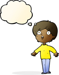 cartoon surprised man with thought bubble