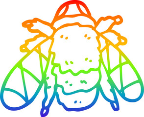 rainbow gradient line drawing of a cartoon bee