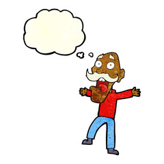 Fototapeta premium cartoon shocked old man with thought bubble