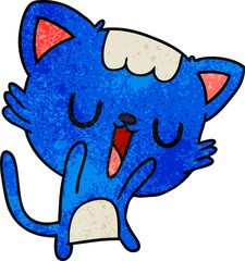 Fototapeta premium freehand drawn textured cartoon of cute kawaii cat
