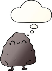 cartoon rock with thought bubble in smooth gradient style
