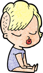 cartoon pretty hipster girl