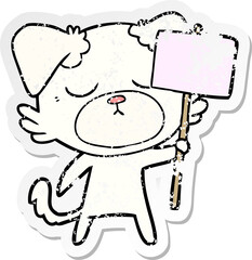 distressed sticker of a cute cartoon dog