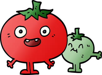 cartoon doodle happy tomatoes