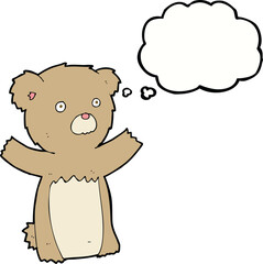 cartoon teddy bear with thought bubble