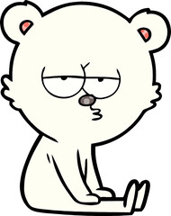 Obraz premium bored polar bear cartoon sitting