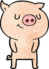 happy cartoon pig