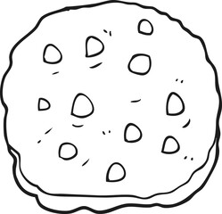 freehand drawn black and white cartoon cookie