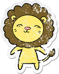 distressed sticker of a cartoon lion