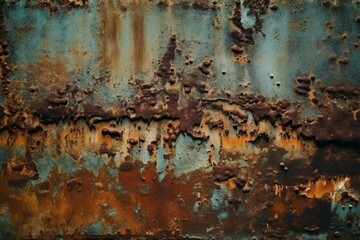 Old, weathered metal surface. Earthy tones with detailed scratches. Technological vibes. Generative AI